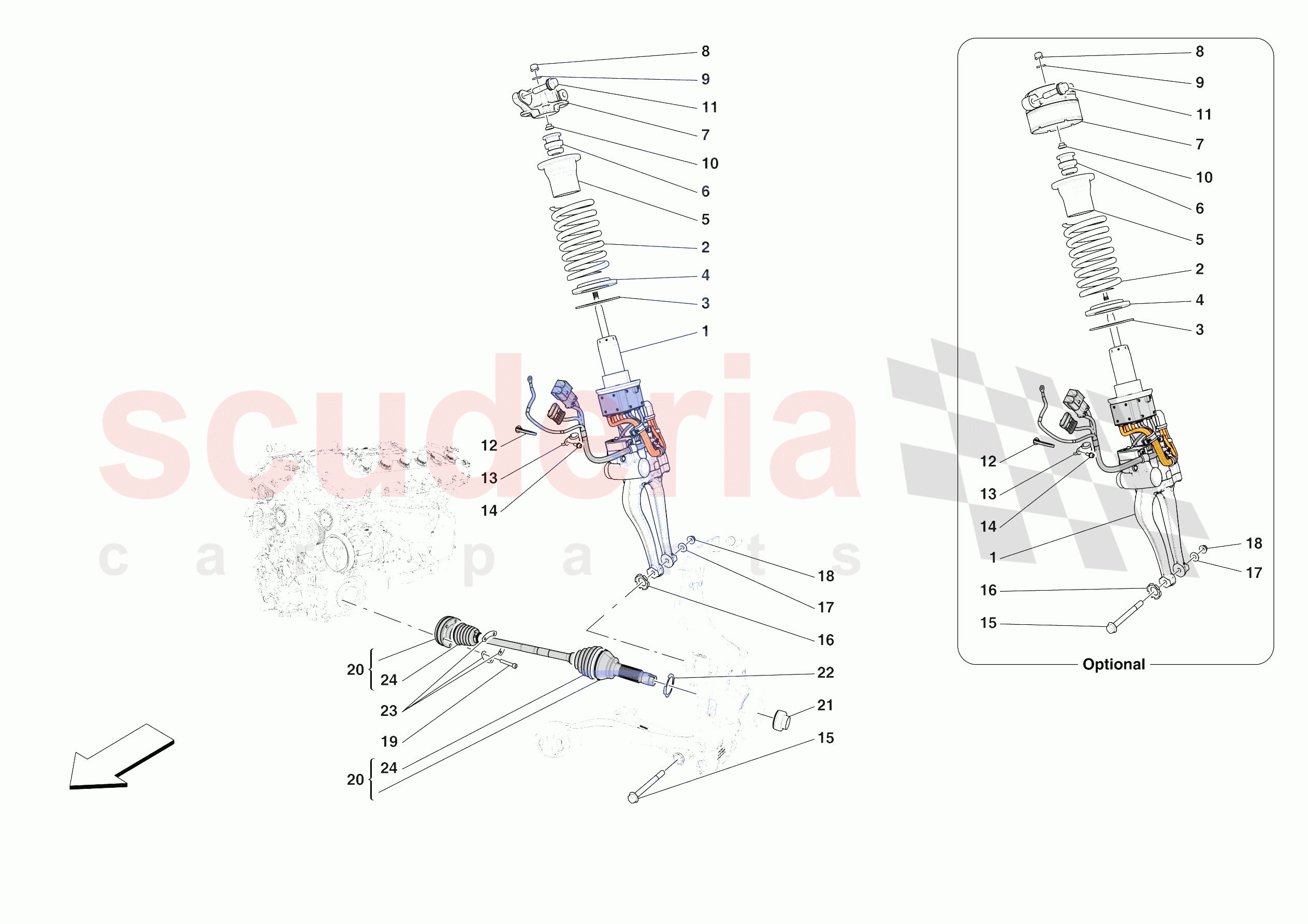 FRONT SUSPENSION - SHOCK ABSORBERS of Ferrari Ferrari Purosangue USA