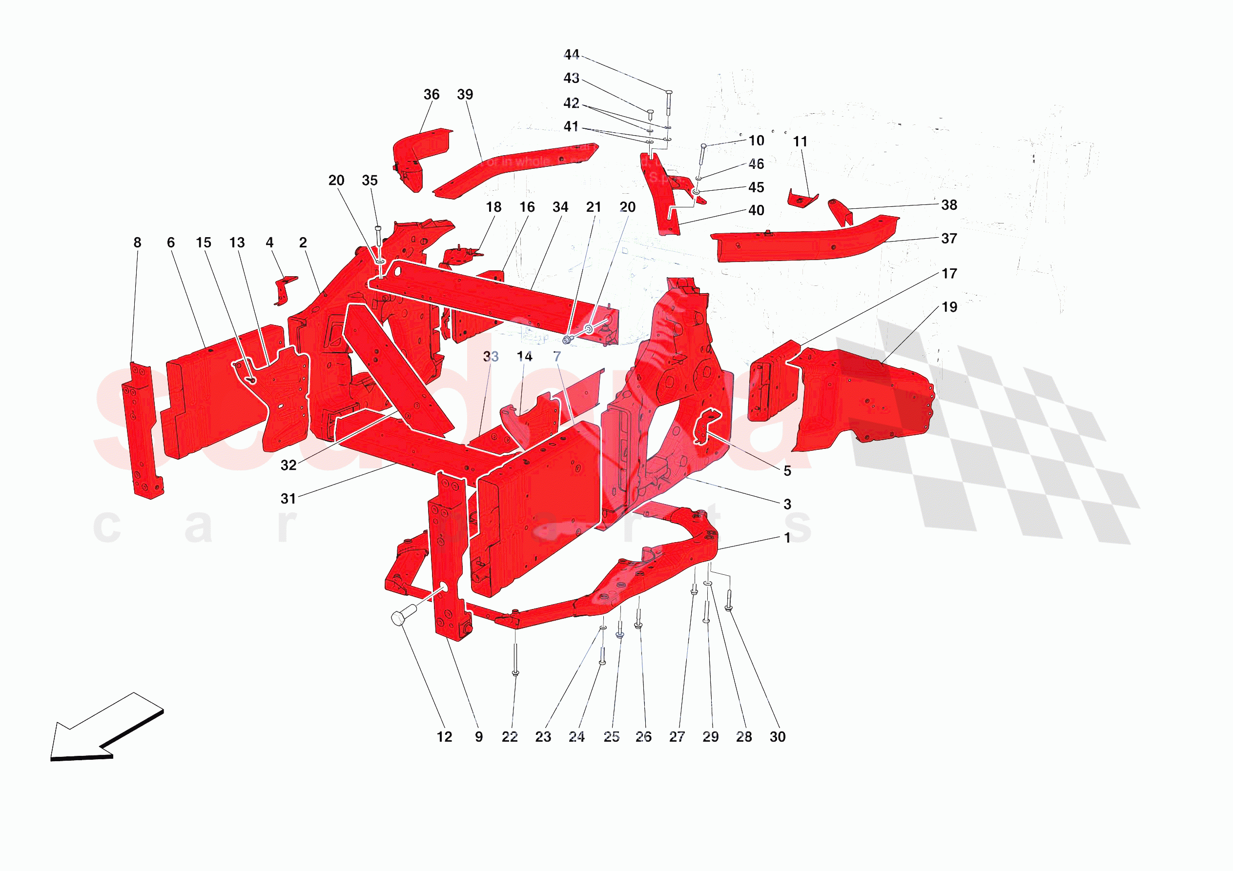 STRUCTURES AND ELEMENTS, FRONT OF VEHICLE of Ferrari Ferrari Roma Europe
