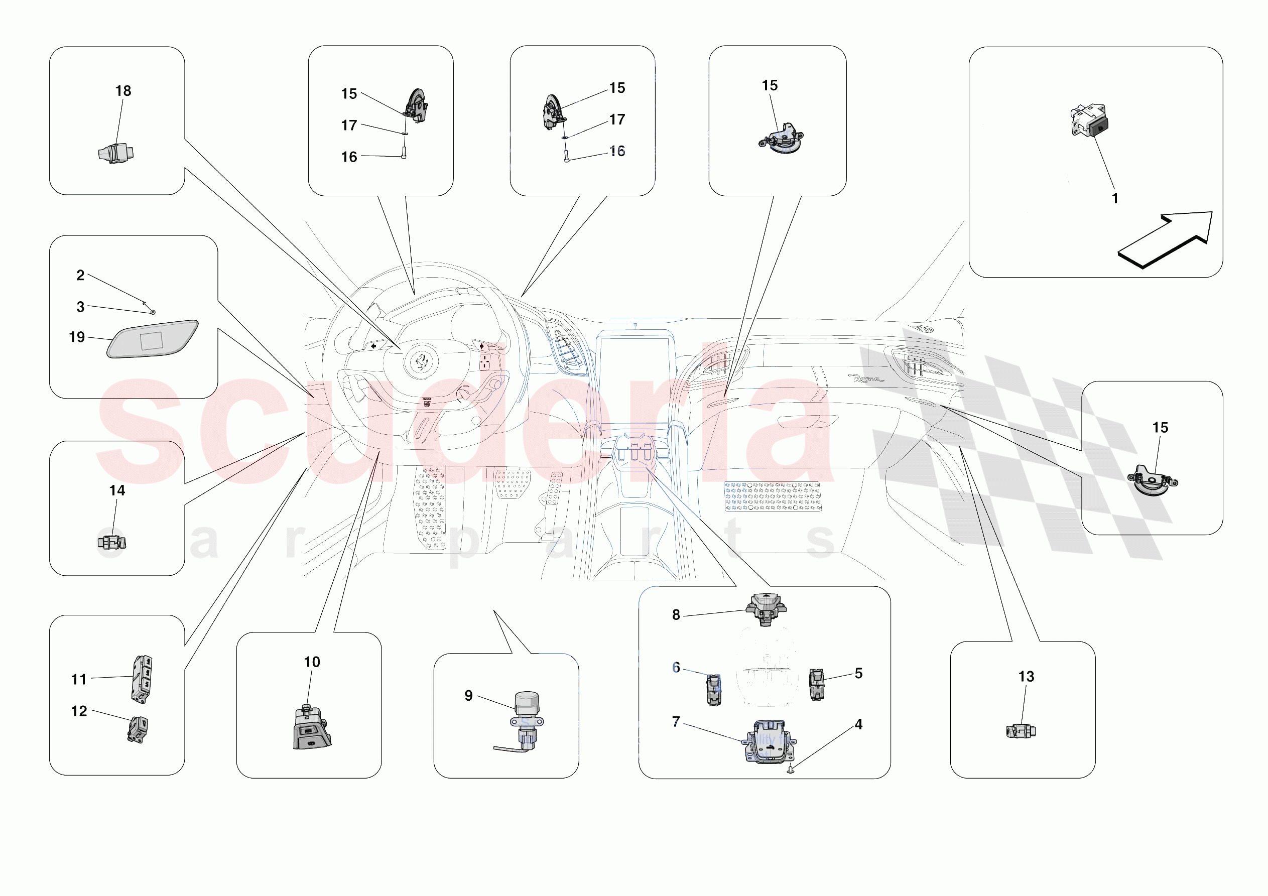 OTHER ELECTRICAL CONTROLS of Ferrari Ferrari Roma Europe RH