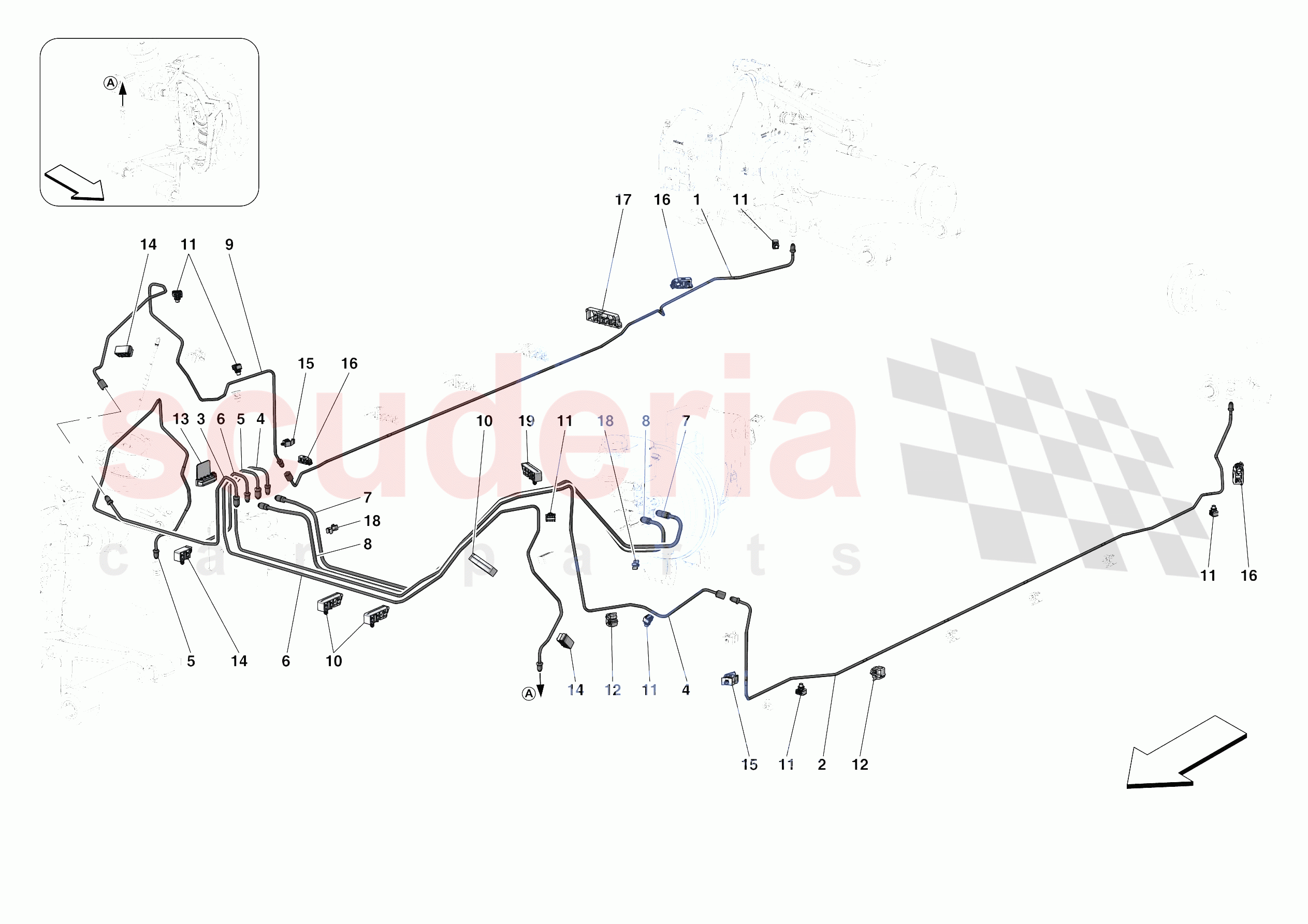 HYDRAULIC BRAKE CONTROL PIPES -NOT FOR RHD- of Ferrari Ferrari Roma Spider Europe