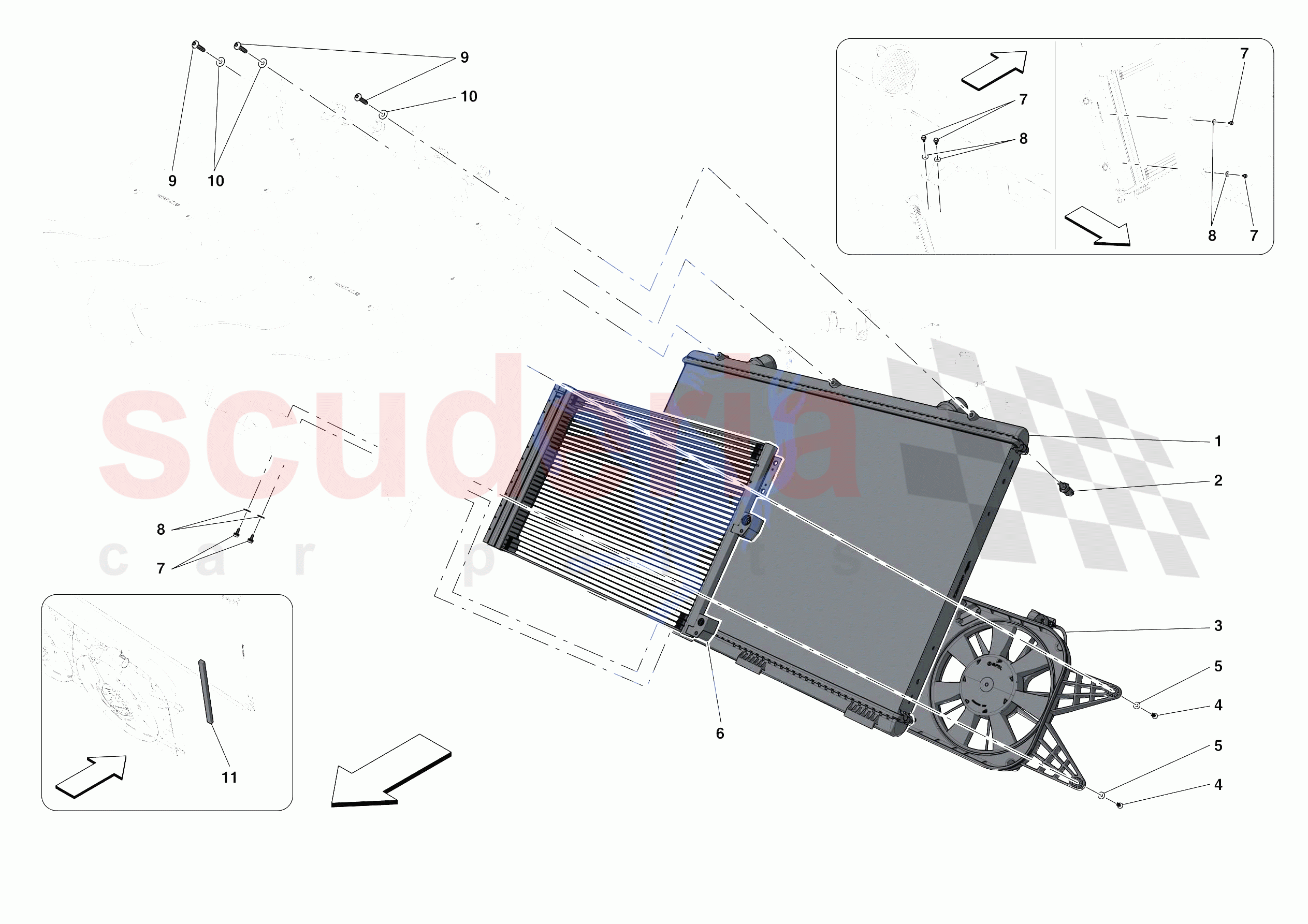 ENGINE COOLING SYSTEM RADIATORS of Ferrari Ferrari Roma Spider Europe RH