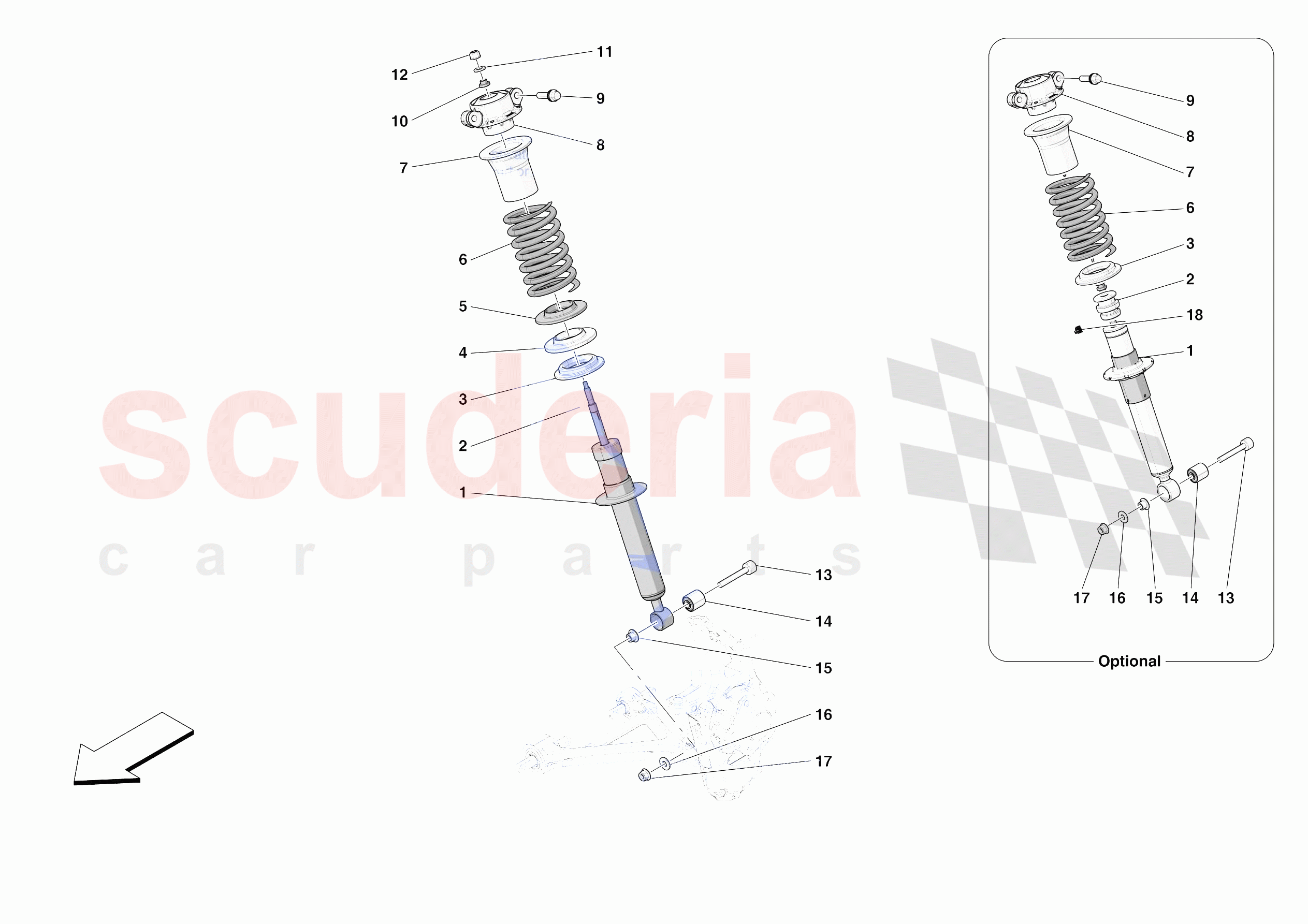 FRONT SUSPENSION - SHOCK ABSORBERS of Ferrari Ferrari Roma Spider Europe RH