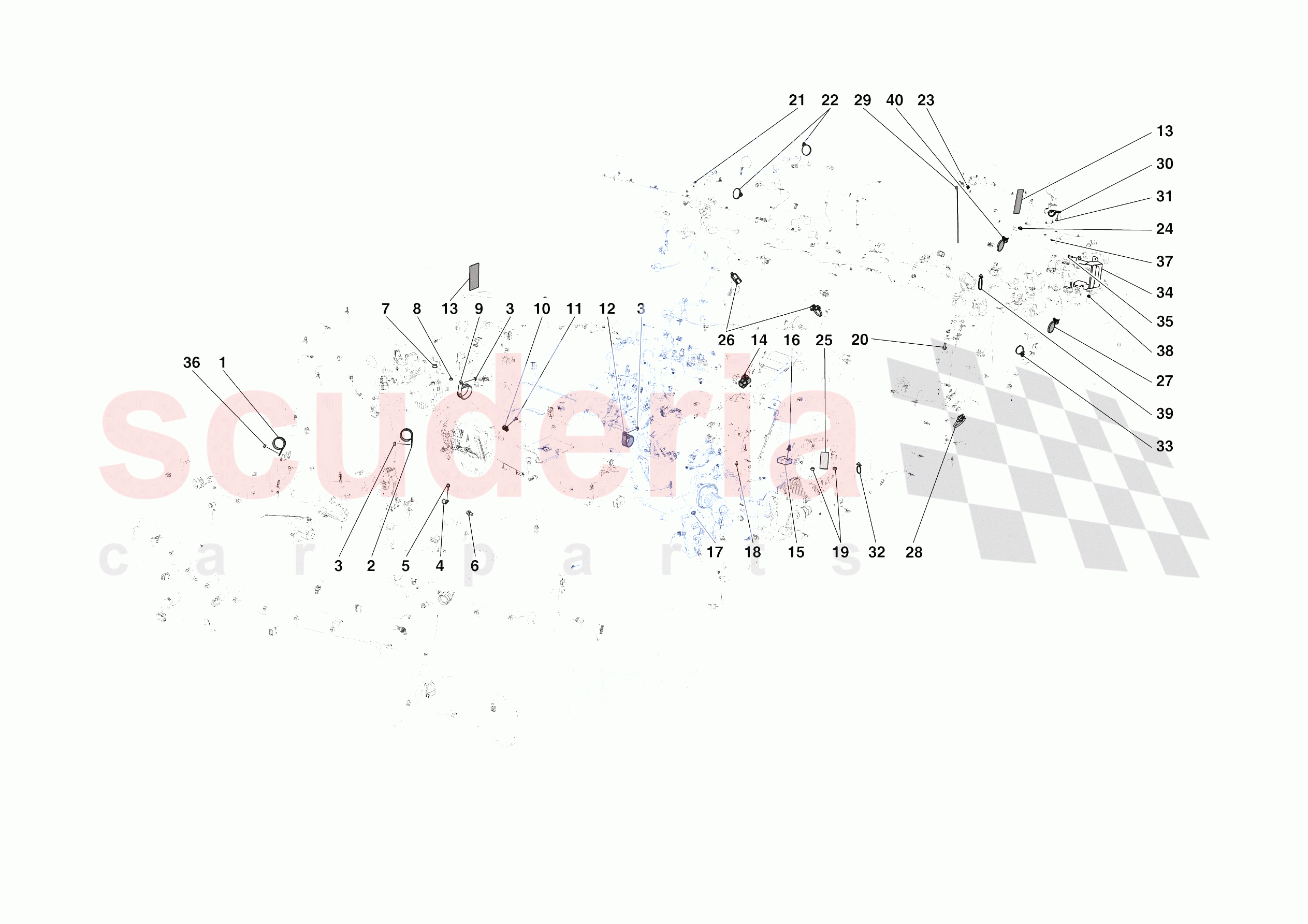 VARIOUS FASTENINGS FOR THE ELECTRICAL SYSTEM of Ferrari Ferrari Roma Spider Europe RH