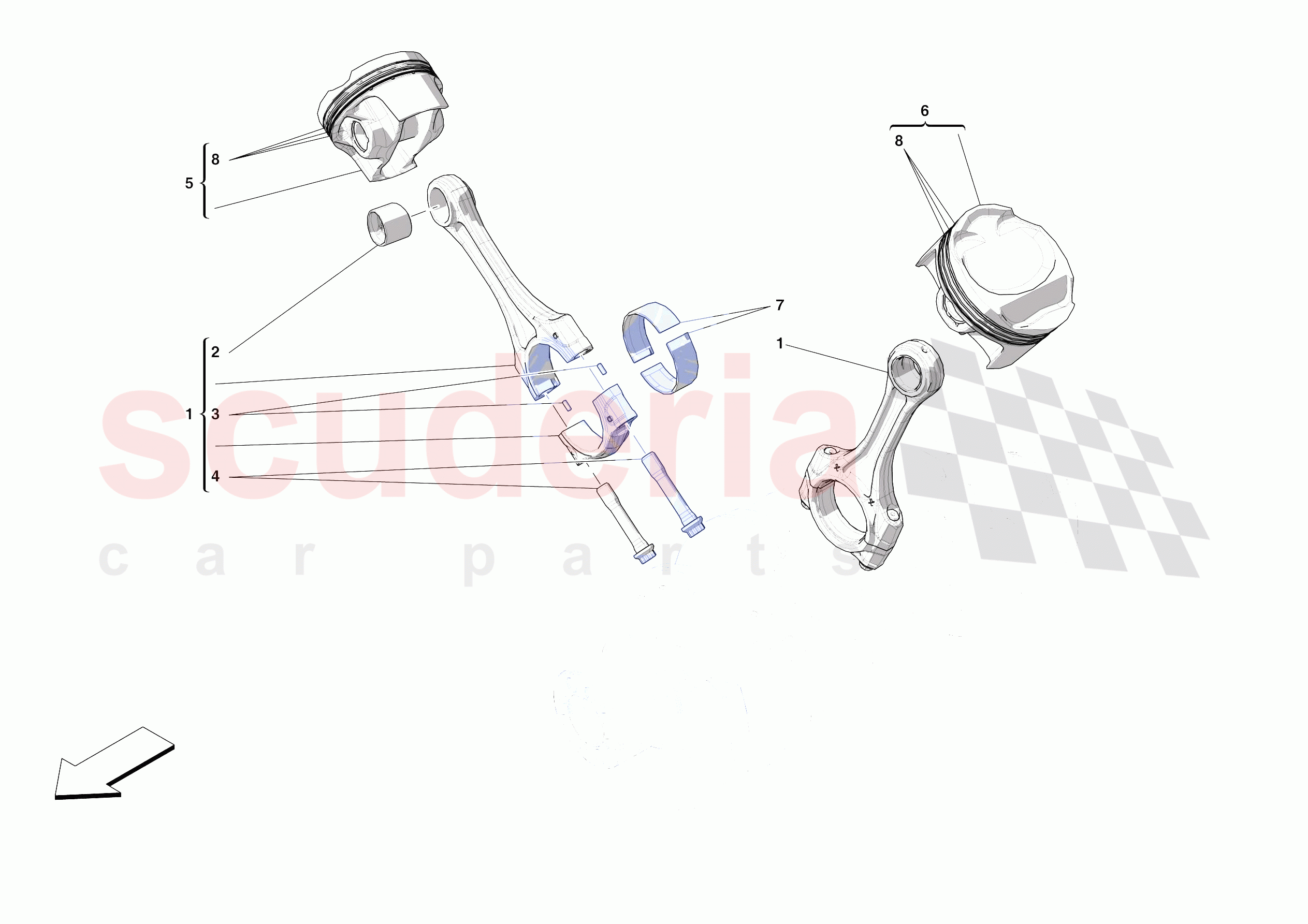 PISTONS AND CONNECTING RODS of Ferrari Ferrari Roma Spider USA