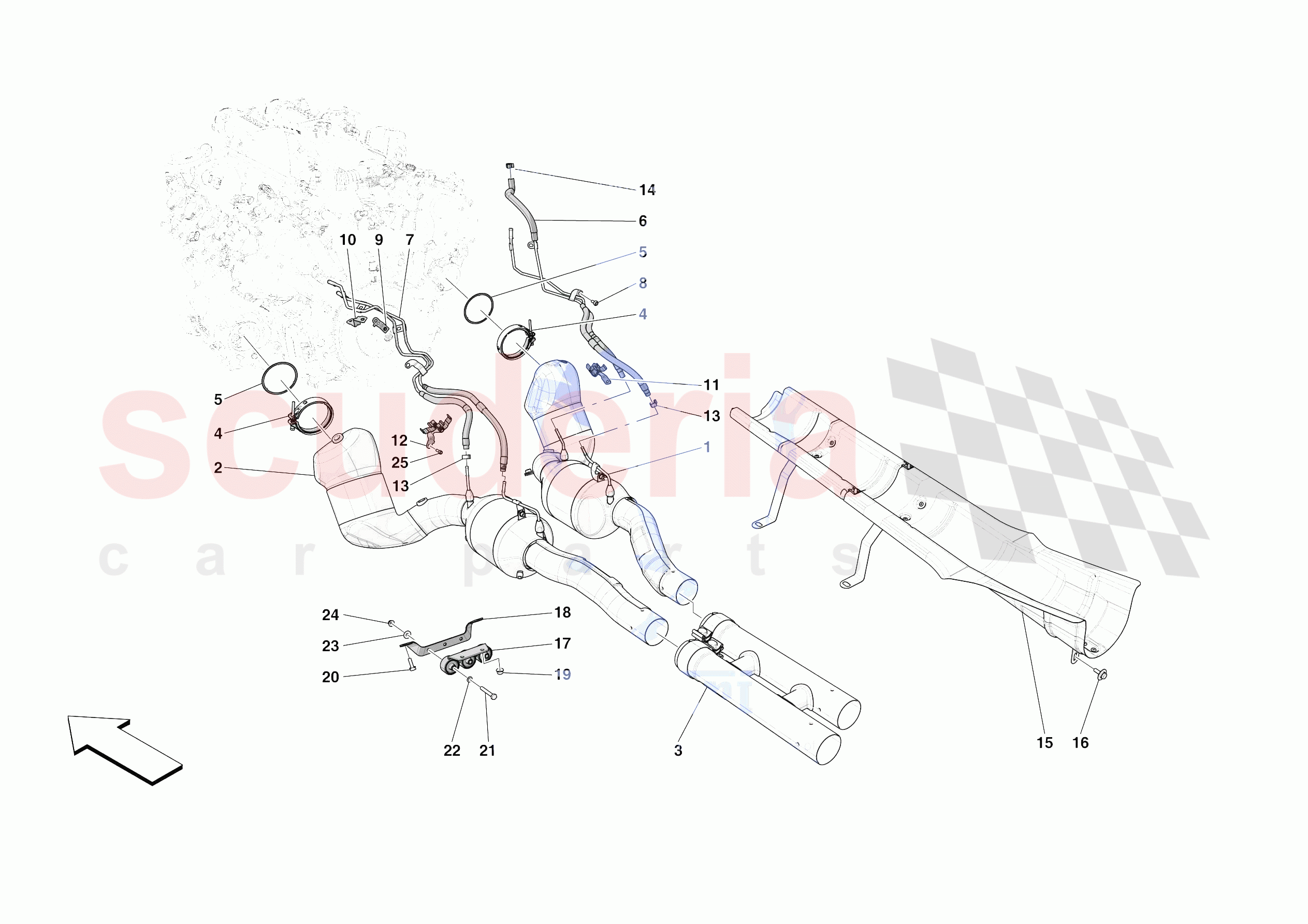 EXHAUST SYSTEM - FRONT SECTION of Ferrari Ferrari Roma Spider USA
