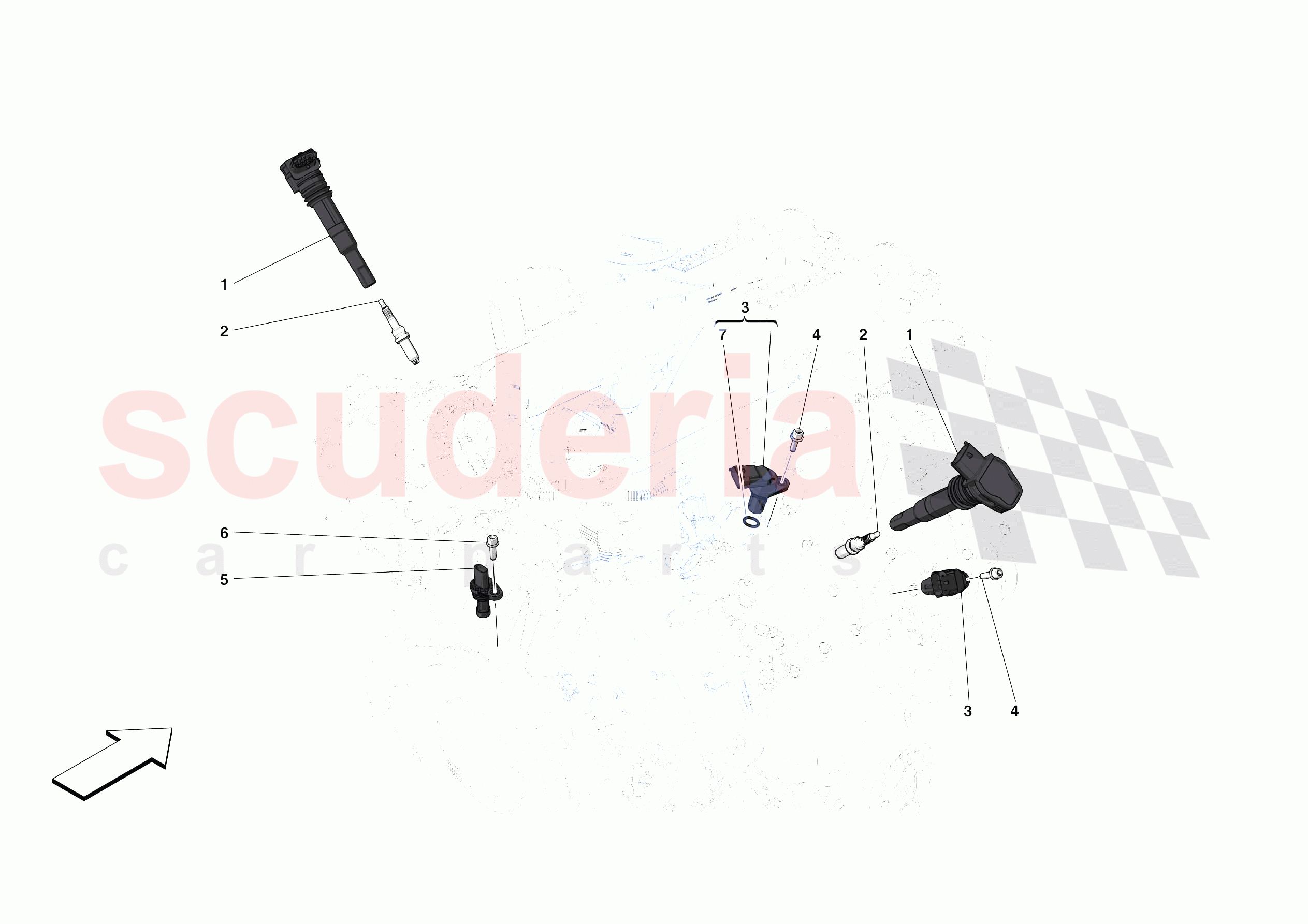 IGNITION COIL, SPARK PLUGS AND SENSORS of Ferrari Ferrari Roma USA