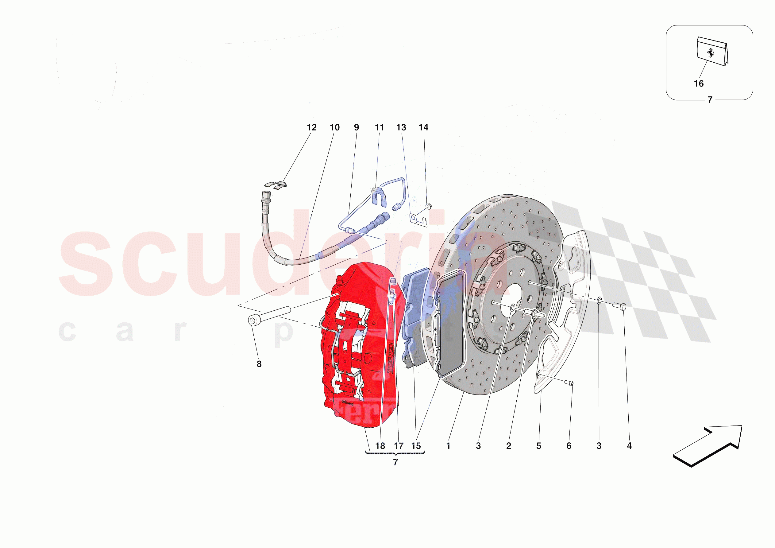 FRONT SUSPENSION - CALLIPERS AND DISCS of Ferrari Ferrari Roma USA