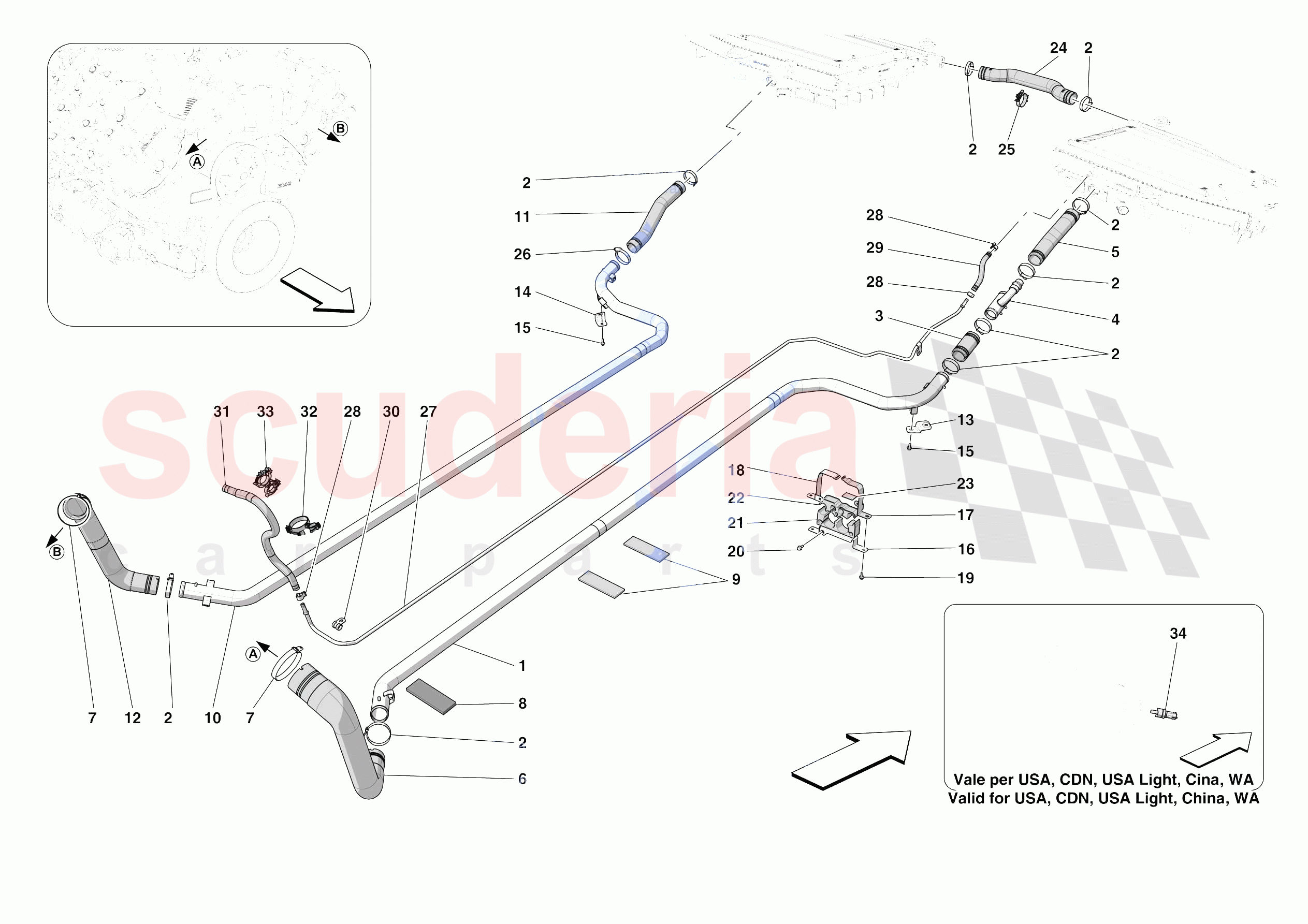 COOLING SYSTEM PIPES of Ferrari Ferrari SF90 Spider Europe