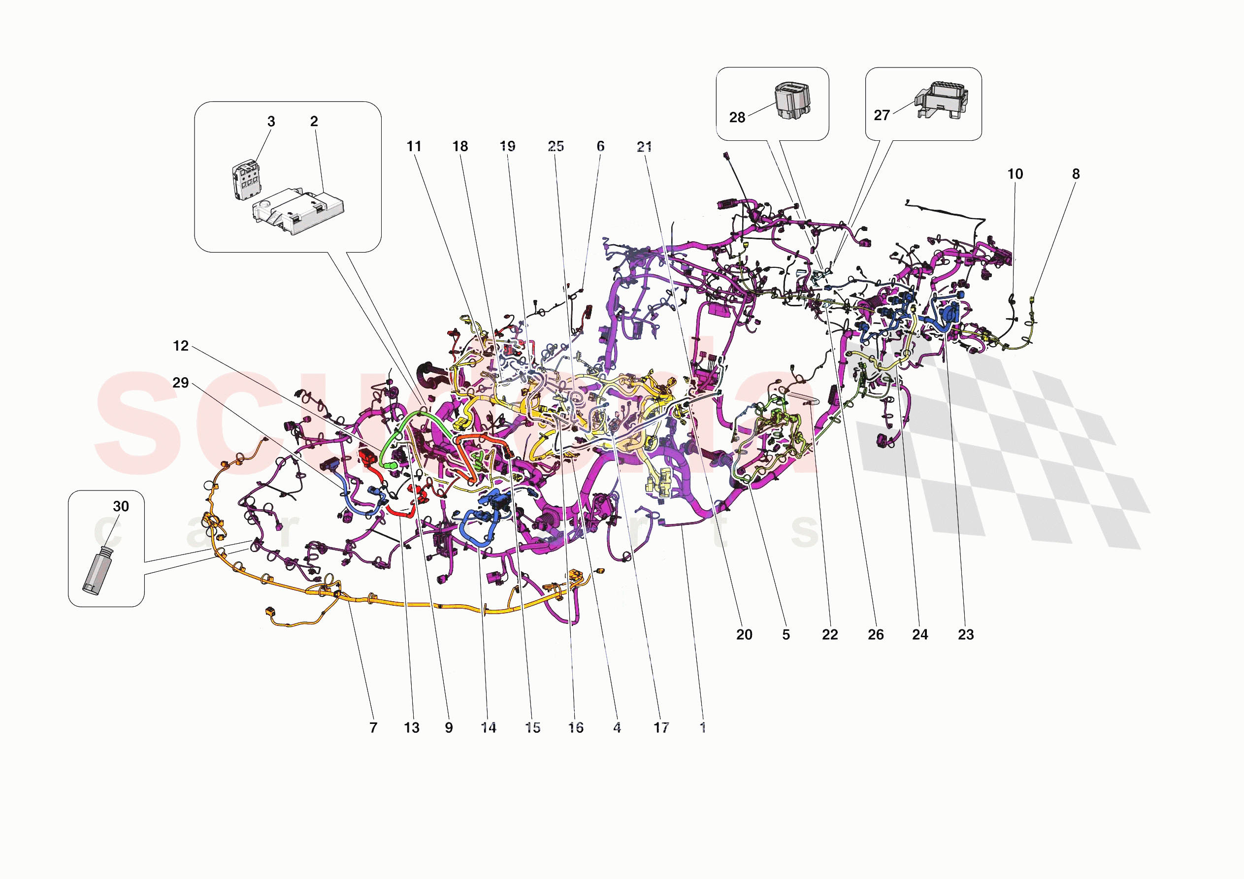 LOW VOLTAGE WIRING HARNESSES of Ferrari Ferrari SF90 Spider Europe