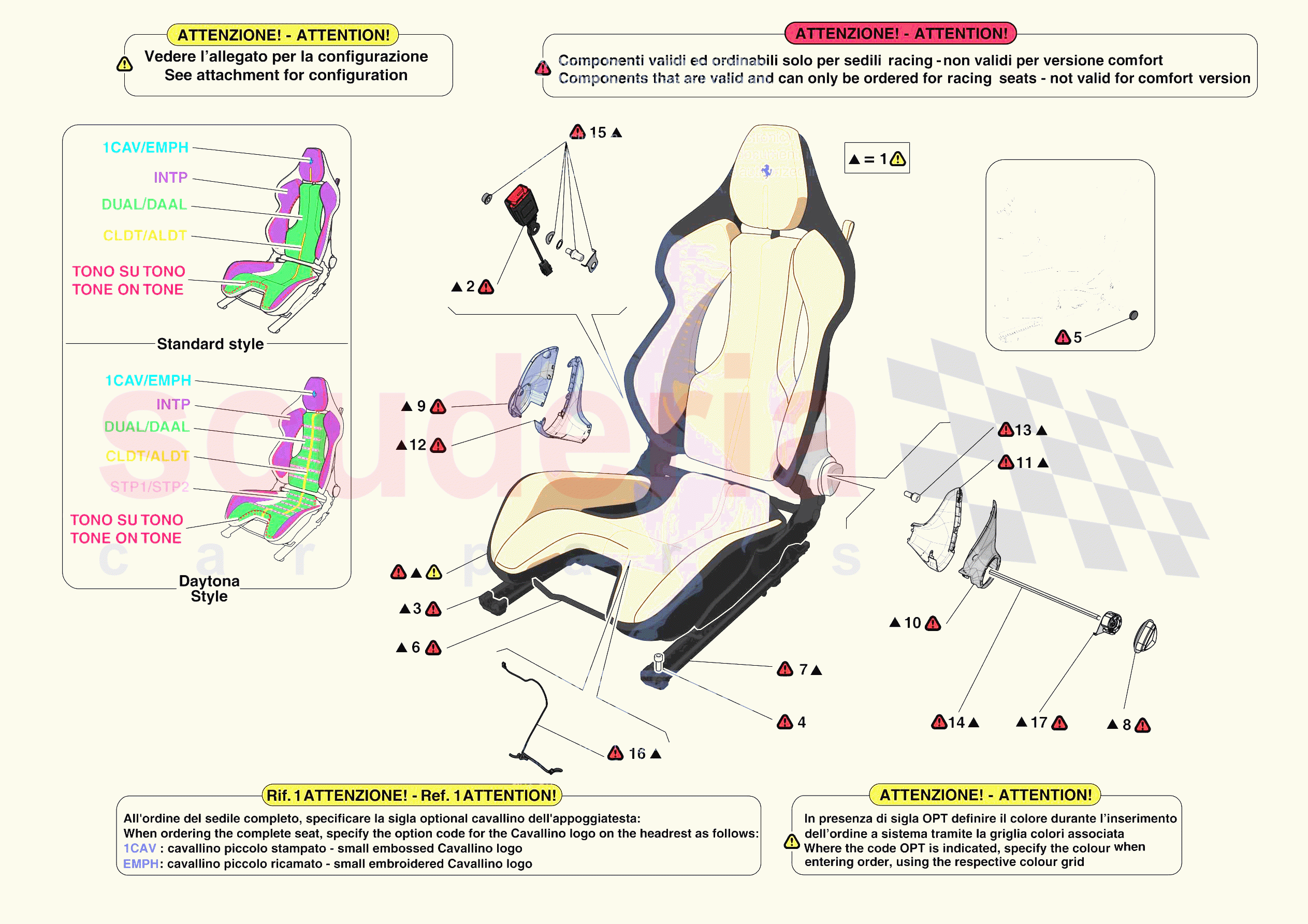 FRONT SEATS - RACING SEAT of Ferrari Ferrari SF90 Spider Europe RH