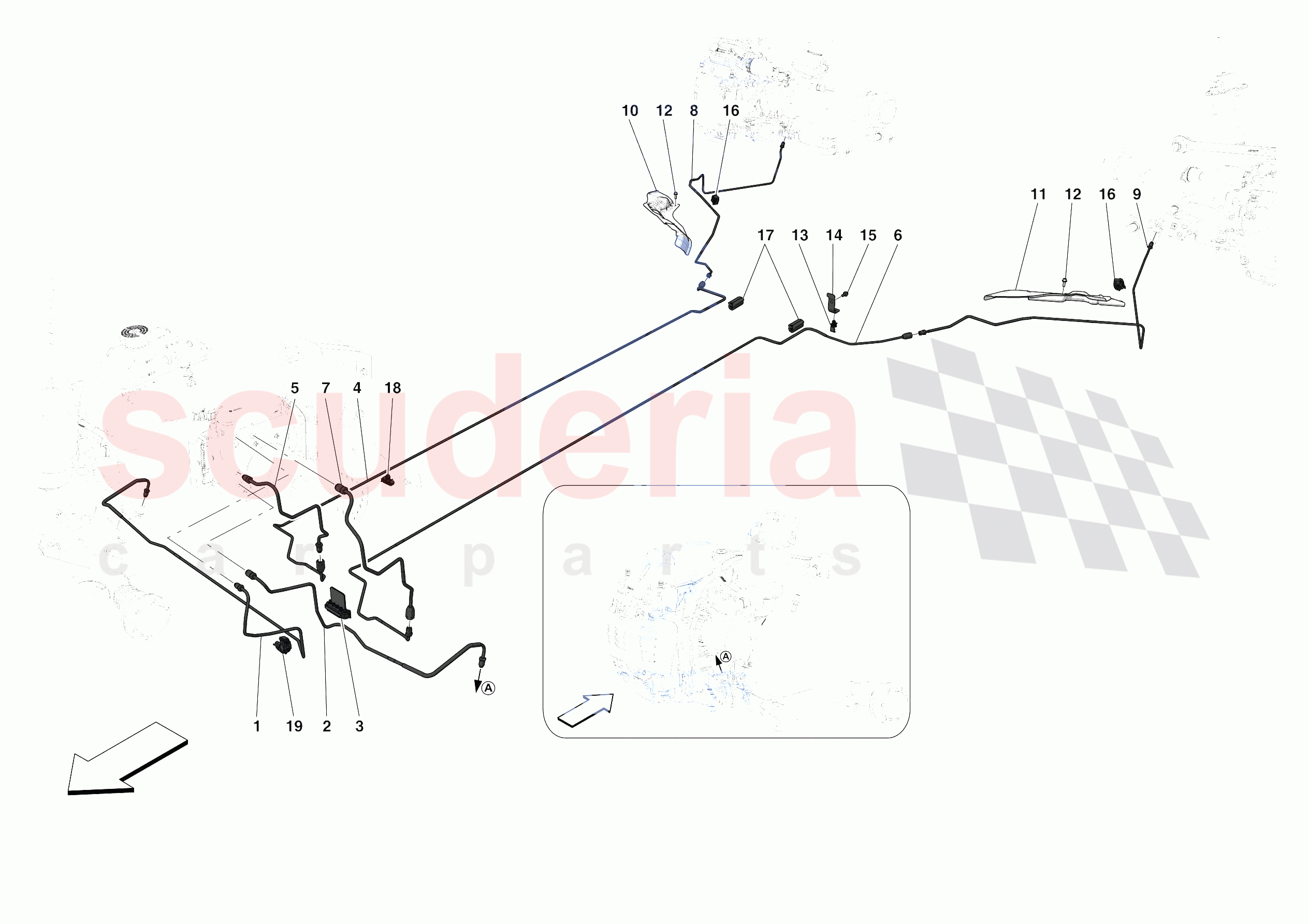 HYDRAULIC BRAKE CONTROL PIPES -NOT FOR RHD- of Ferrari Ferrari SF90 Stradale Europe RH
