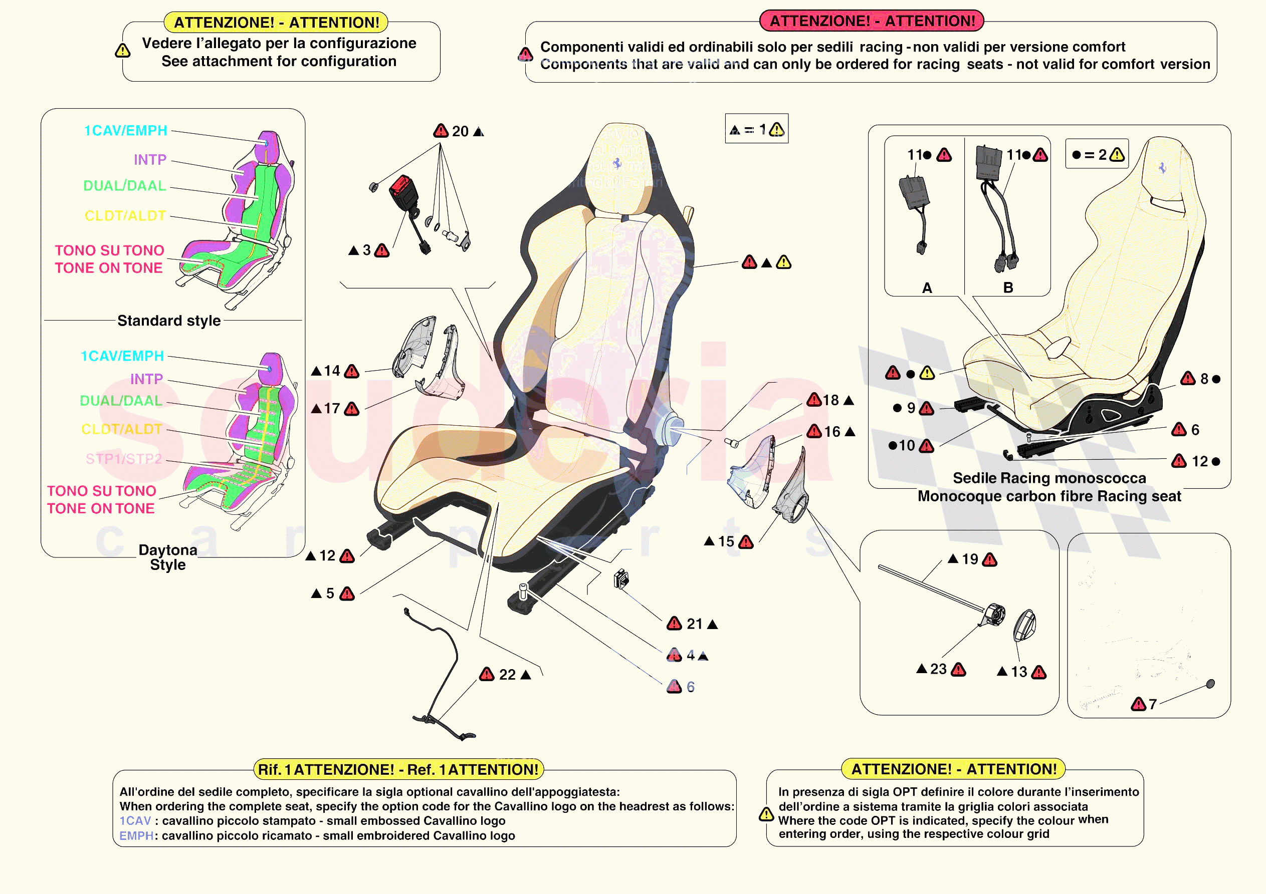 FRONT SEATS - RACING SEAT of Ferrari Ferrari SF90 Stradale Europe RH