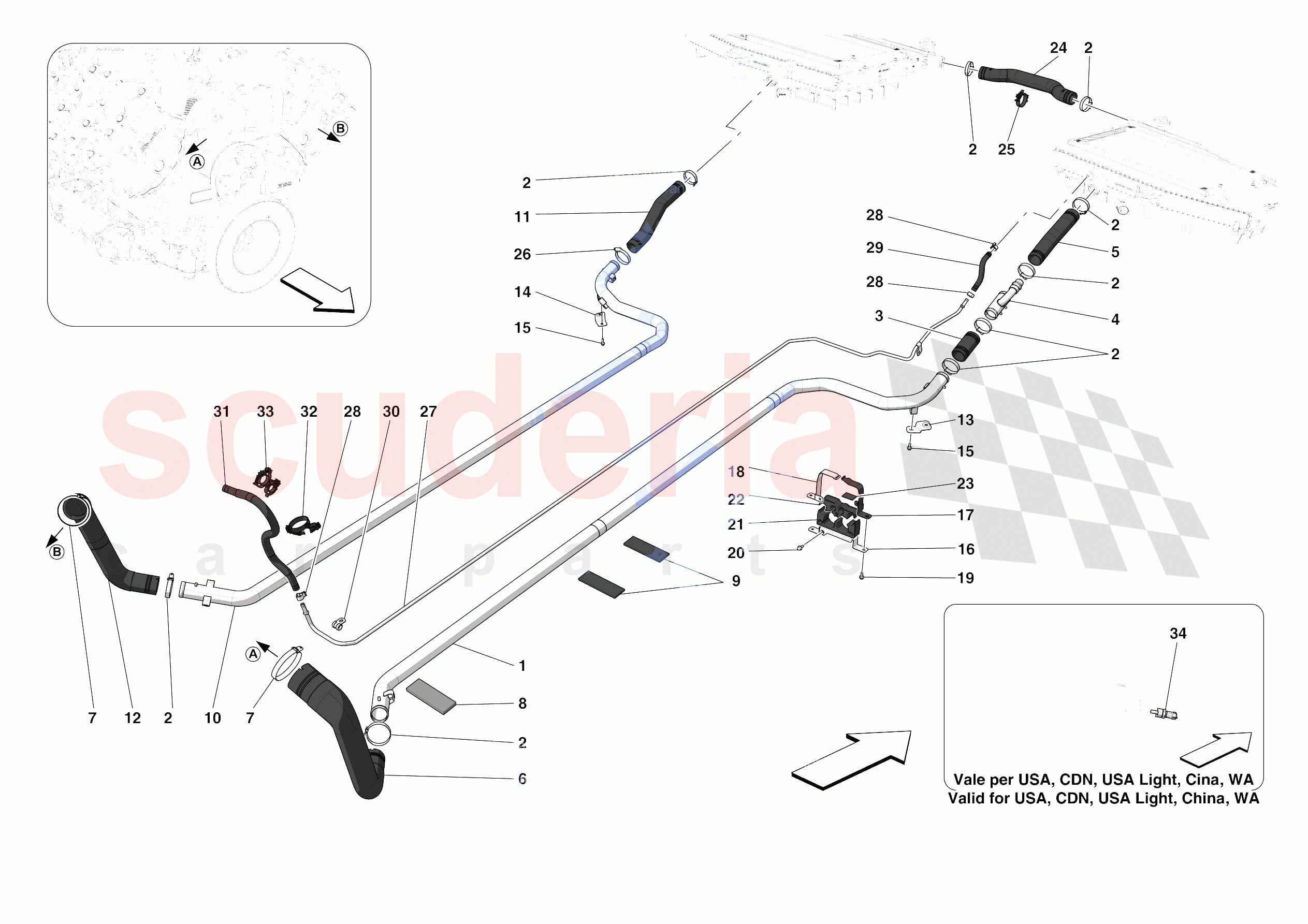 COOLING SYSTEM PIPES of Ferrari Ferrari SF90 Stradale USA