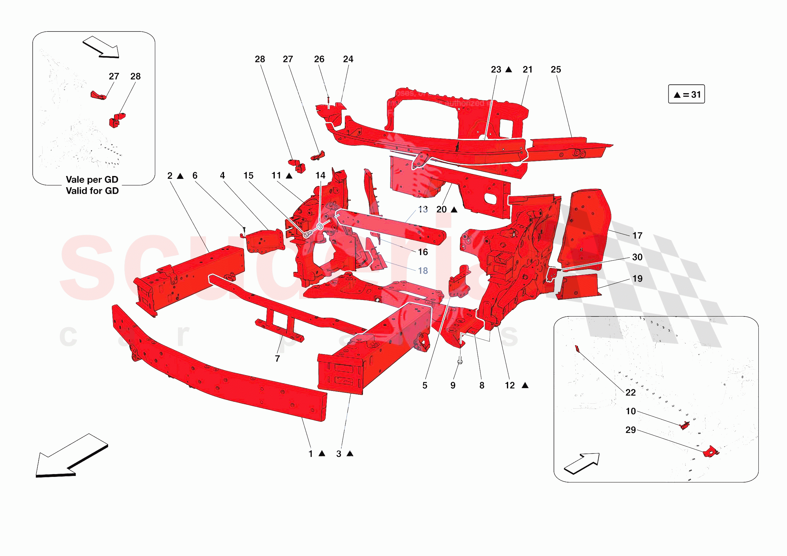 STRUCTURES AND ELEMENTS, FRONT OF VEHICLE of Ferrari Ferrari SF90 Stradale USA