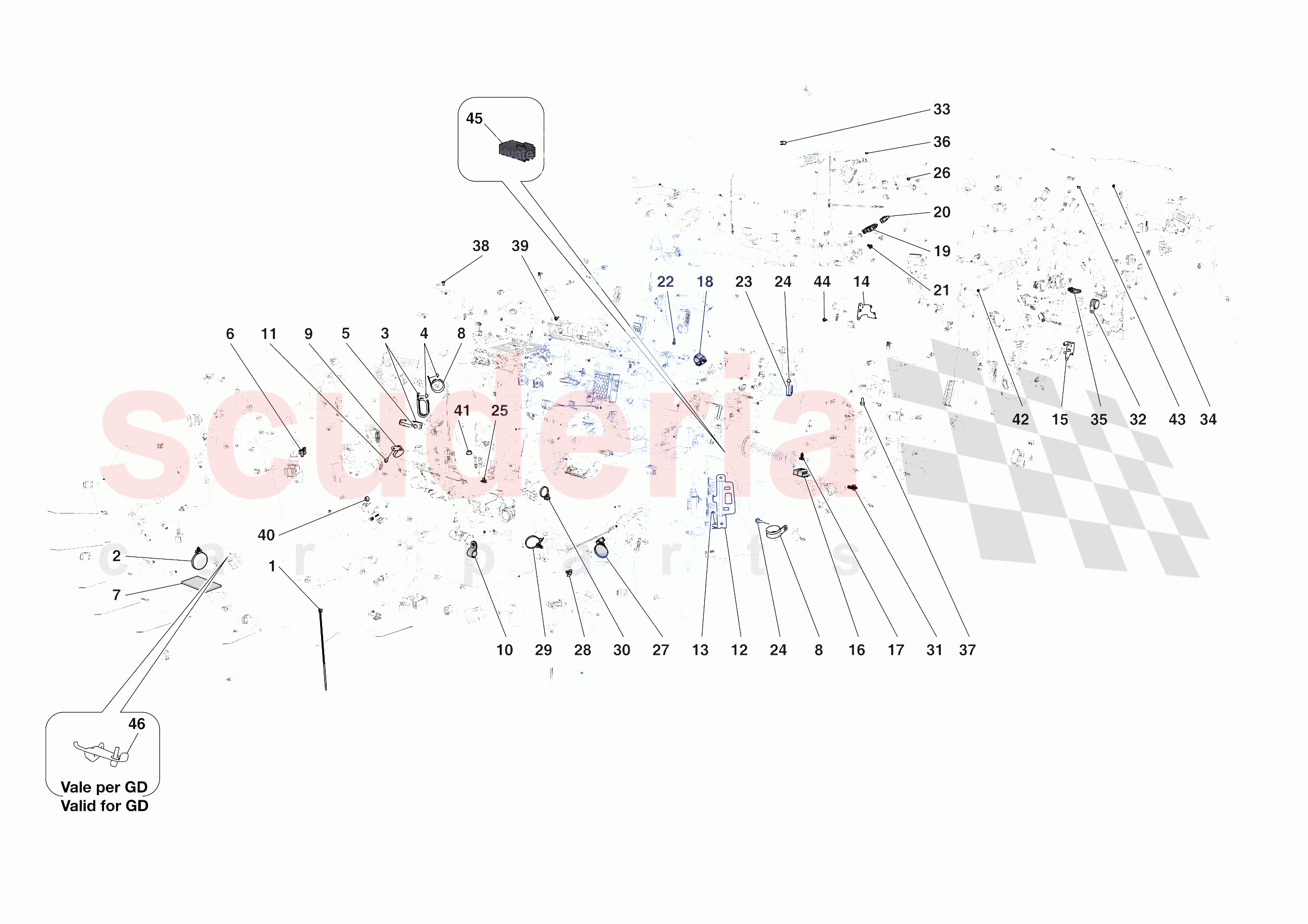 VARIOUS FASTENINGS FOR THE ELECTRICAL SYSTEM of Ferrari Ferrari SF90 XX Spider Europe RH