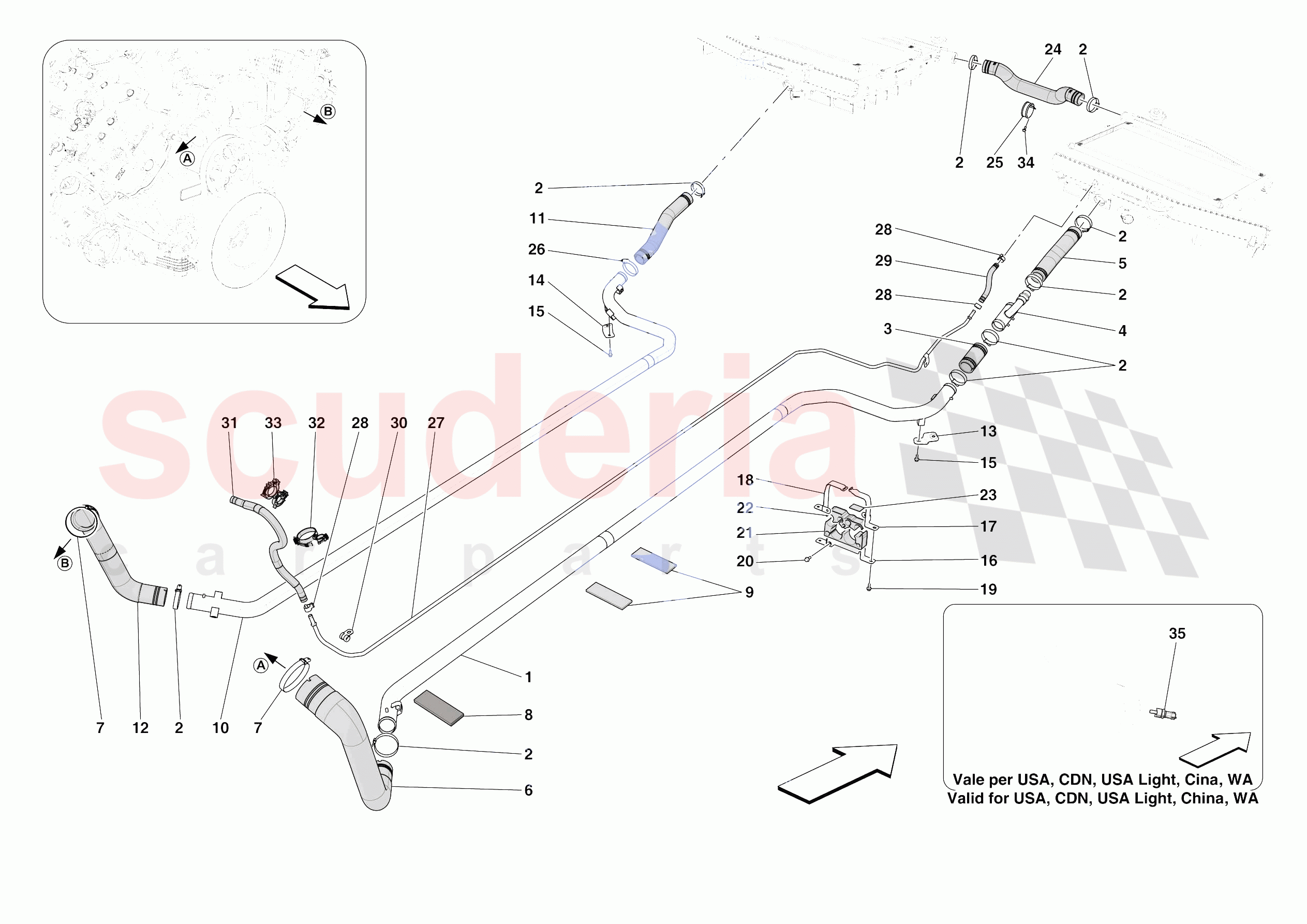 COOLING SYSTEM PIPES of Ferrari Ferrari SF90 XX Stradale Europe RH