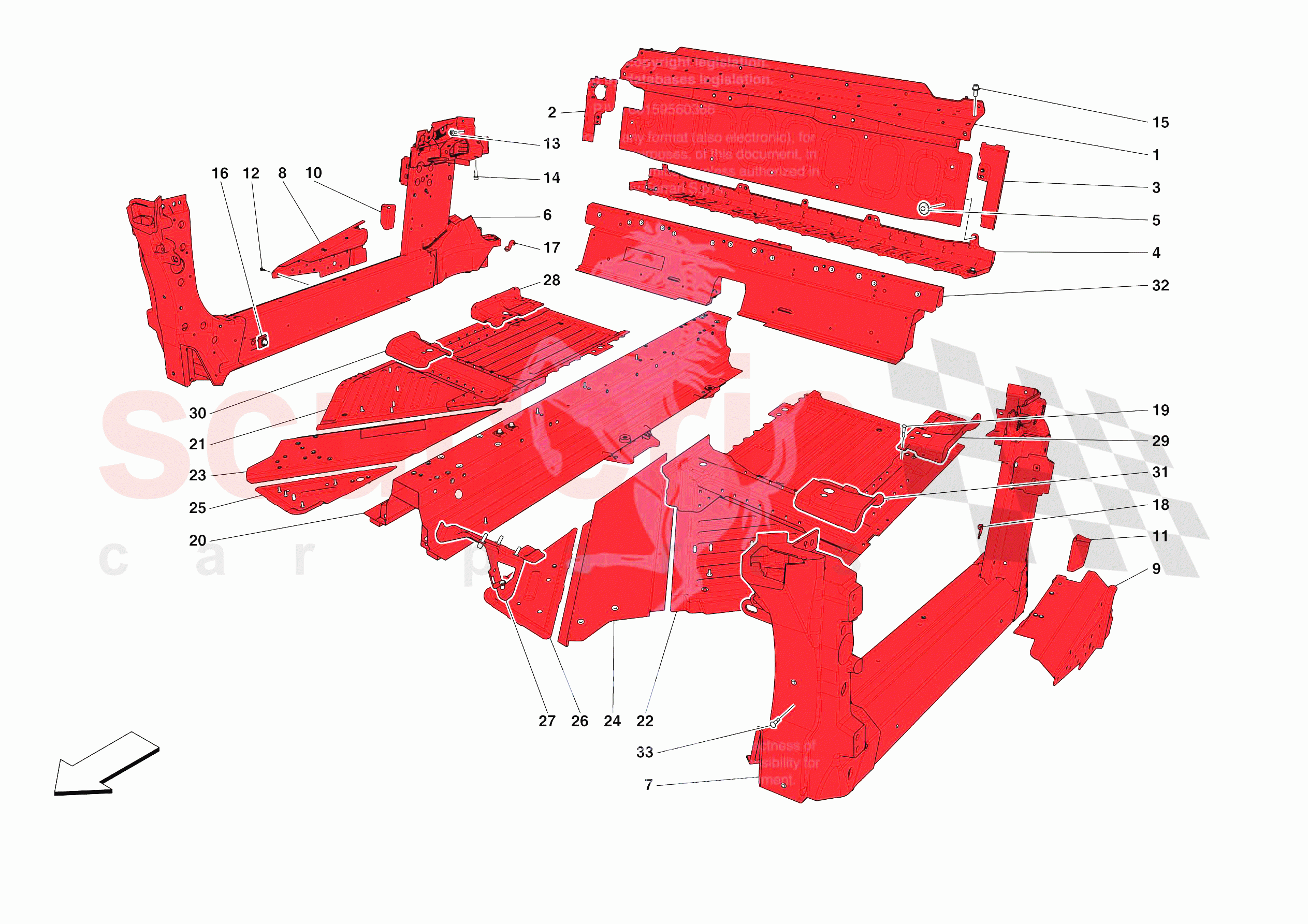 STRUCTURES AND ELEMENTS, CENTRE OF VEHICLE of Ferrari Ferrari SF90 XX Stradale Europe RH