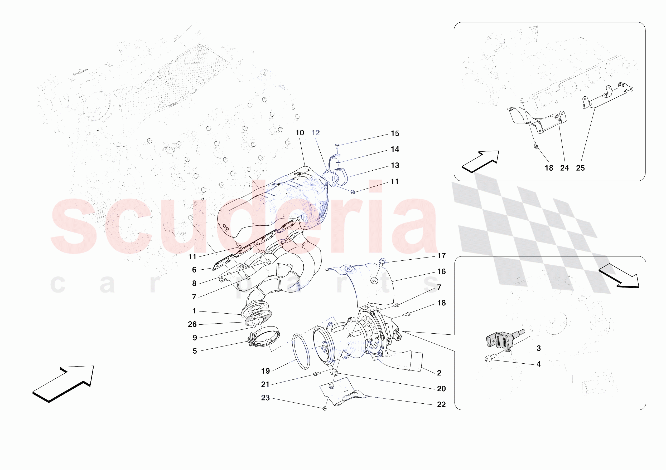 FORCED INDUCTION SYSTEM TURBOCHARGERS AND MOUNTS of Ferrari Ferrari SF90 XX Stradale USA