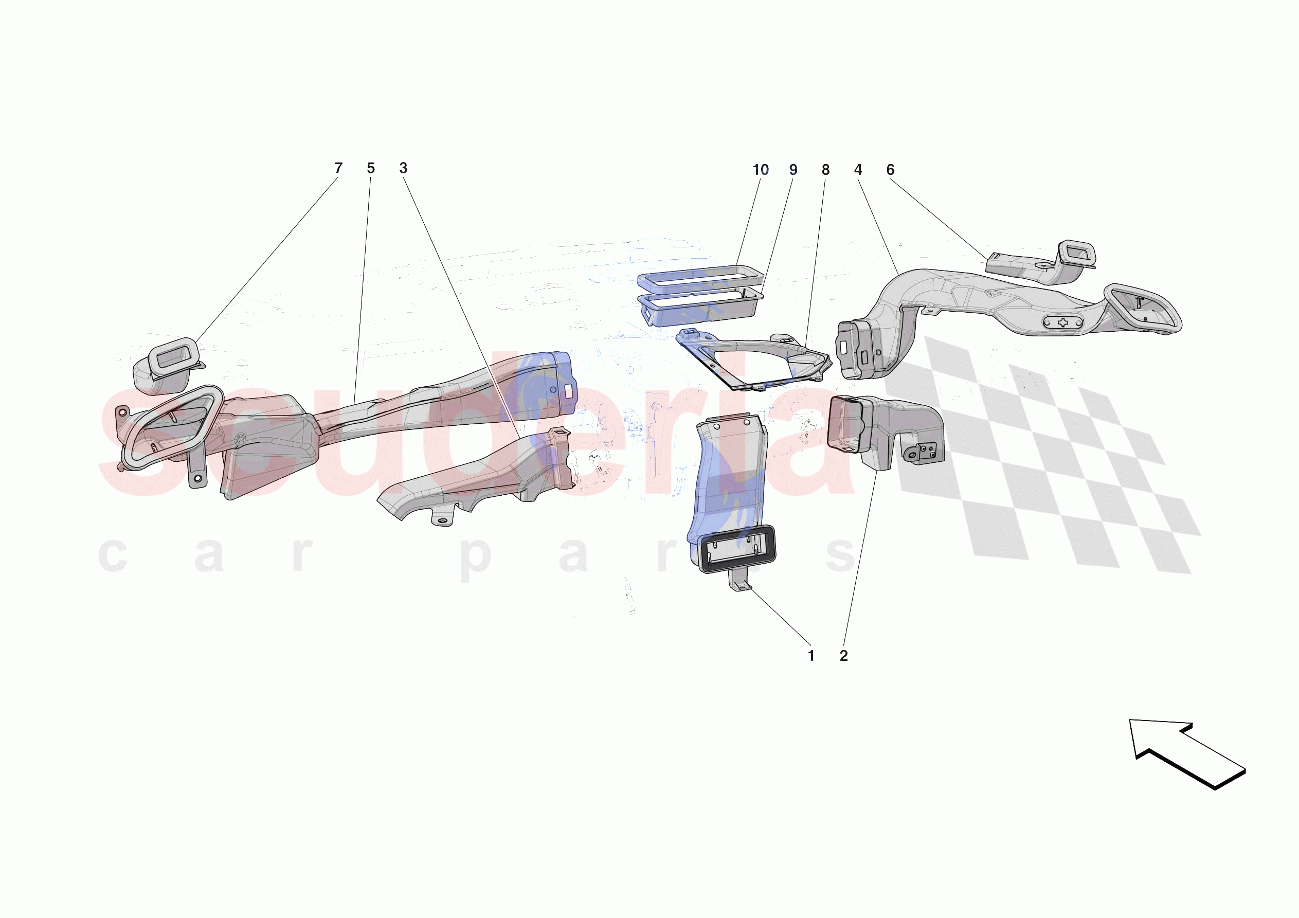 DASHBOARD - DUCTS -NOT FOR RHD- of Ferrari Ferrari SF90 XX Stradale USA