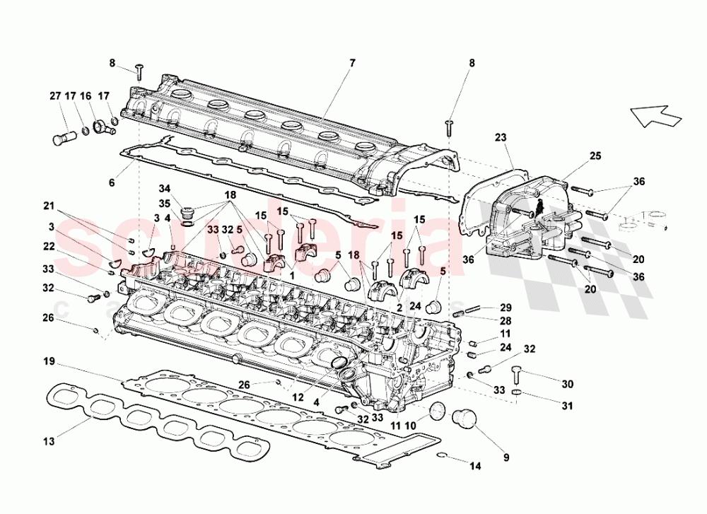 Left Cylinder Head And Cover of Lamborghini Lamborghini Murcielago LP640