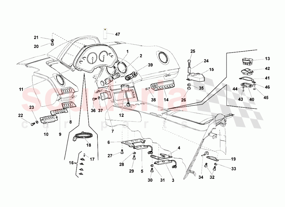 Dashboard Instruments of Lamborghini Lamborghini Murcielago LP640 Roadster