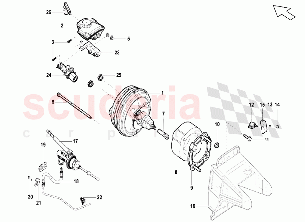 Pedal Lever System - Brake Servo 2 of Lamborghini Lamborghini Gallardo LP550 Coupe