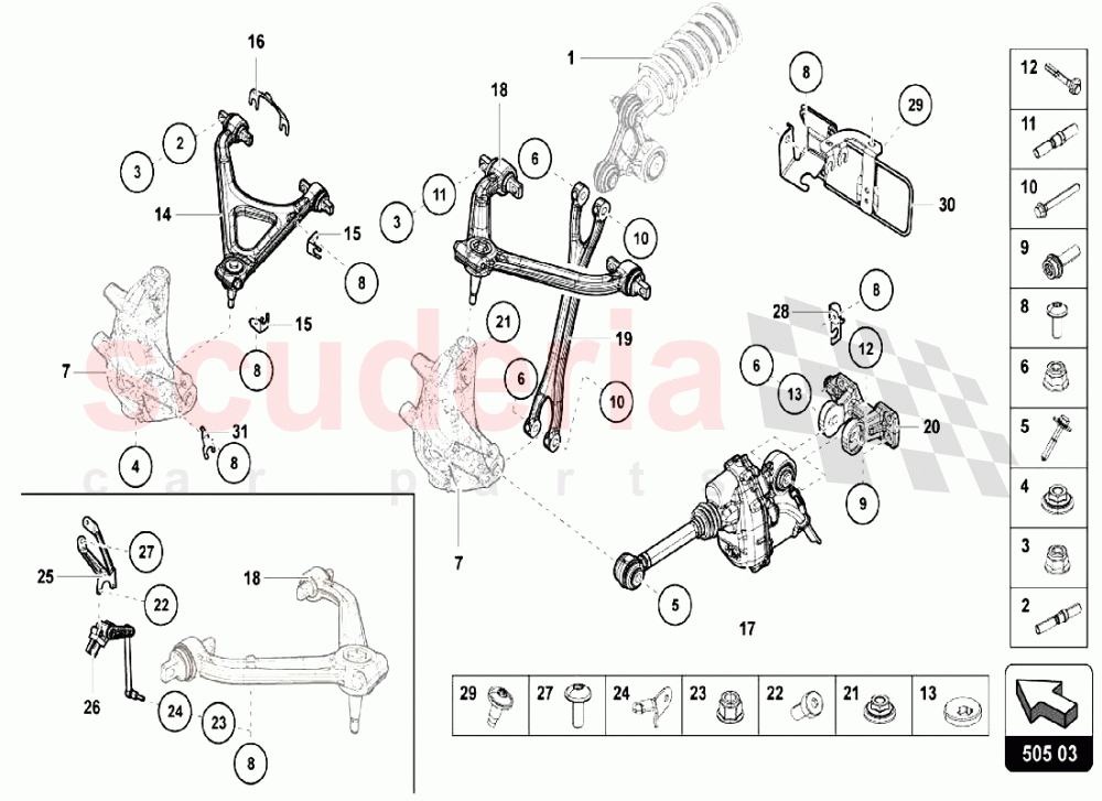 Rear Crosspiece - Suspension of Lamborghini Lamborghini Aventador LP740 S