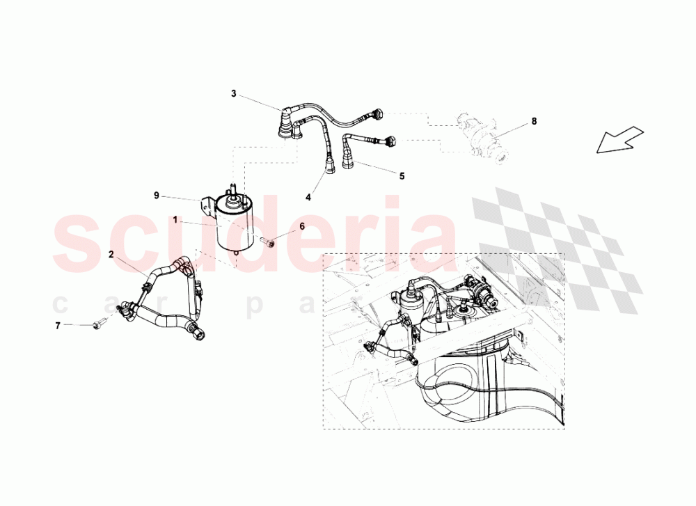 FUEL FILTER of Lamborghini Lamborghini Gallardo LP550 Spyder