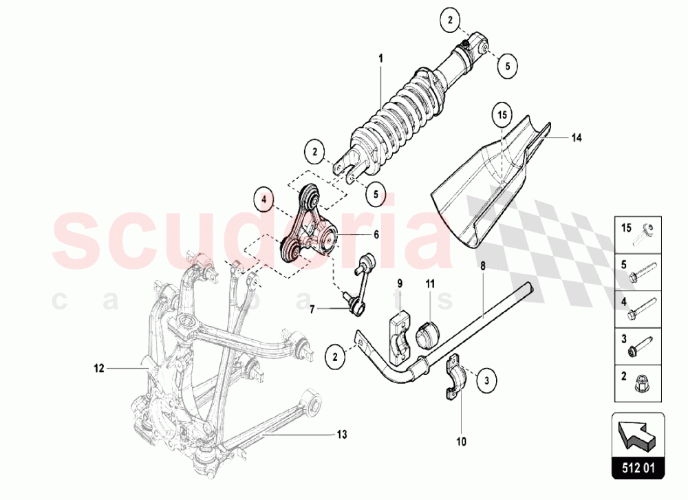 REAR SUSPENSION of Lamborghini Lamborghini Aventador LP750 SV Coupe