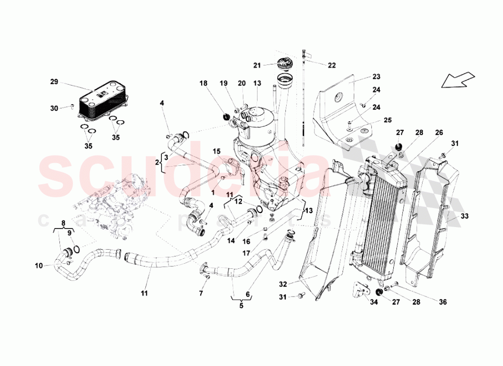 Oil System Radiator of Lamborghini Lamborghini Gallardo LP570 4 SL