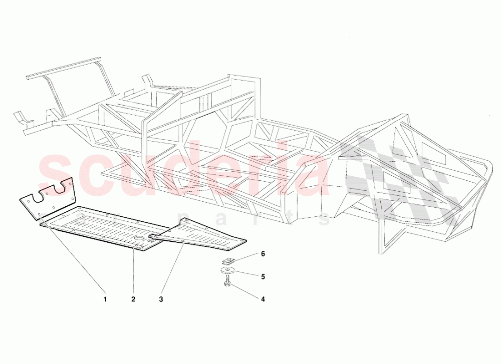 Frame Elements (Valid for Switzerland Version - October 1991) of Lamborghini Lamborghini Diablo (1990-1998)