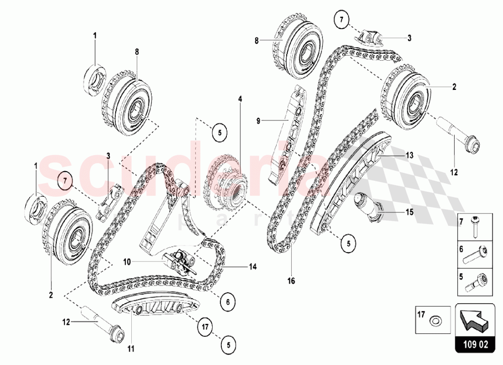 Camshaft Timing Chain of Lamborghini Lamborghini Aventador LP740 S