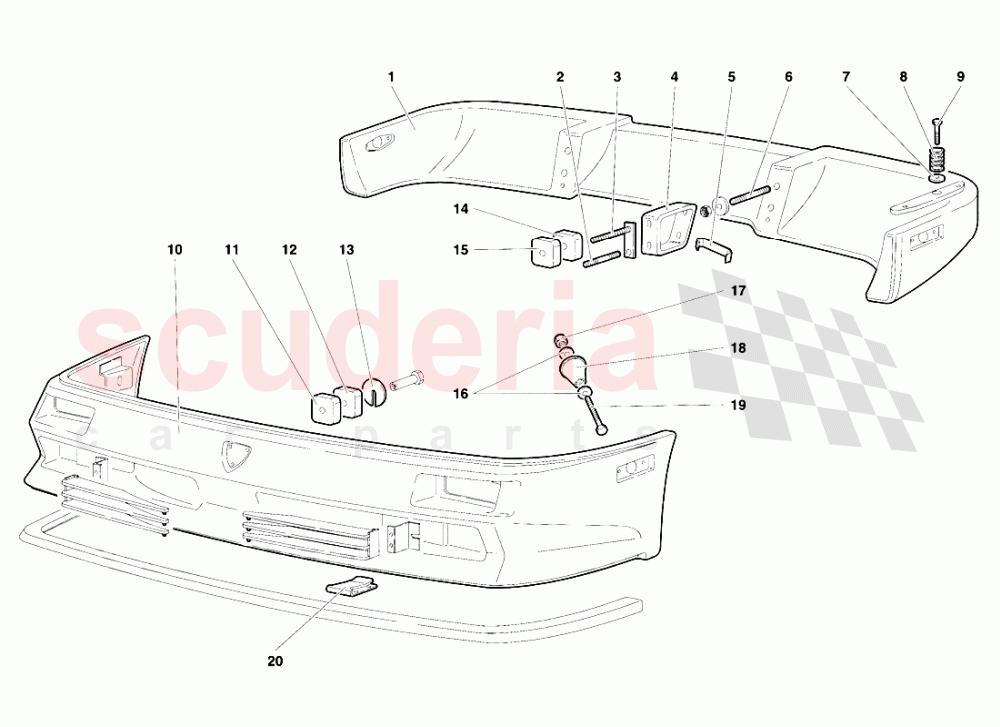 Bumpers (Valid for USA - January 1995) of Lamborghini Lamborghini Diablo SE30 (1993-1995)