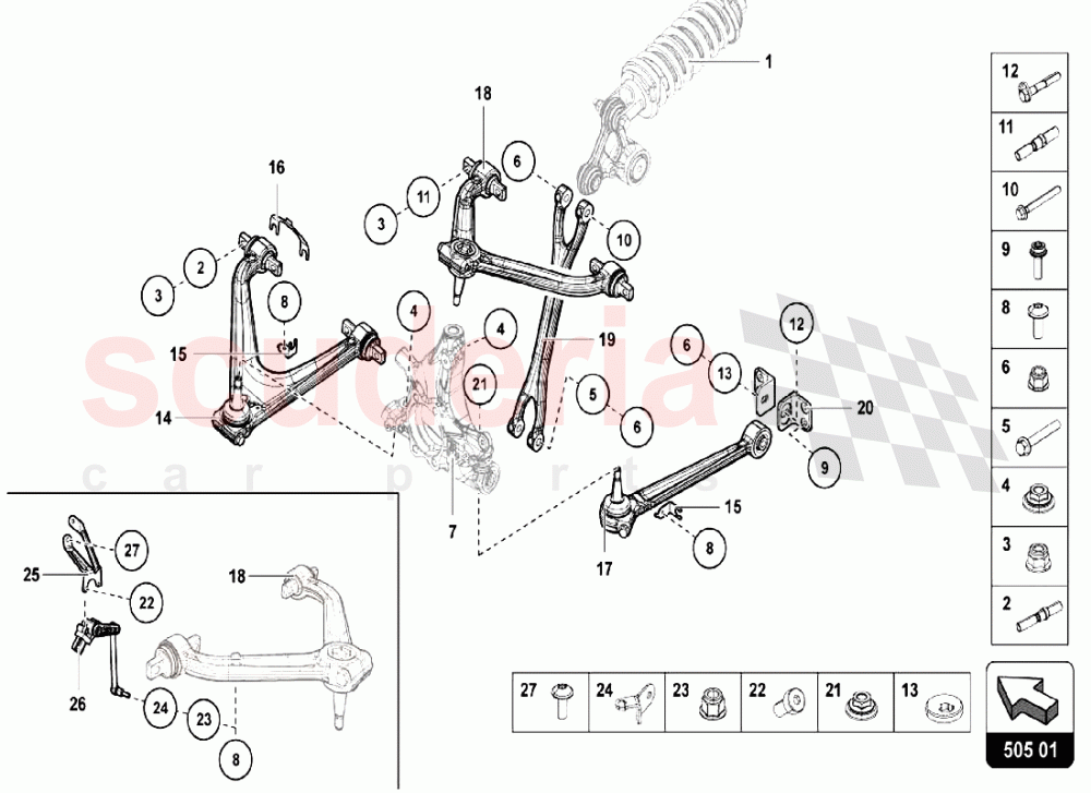 REAR ARMS of Lamborghini Lamborghini Aventador LP750 SV Roadster