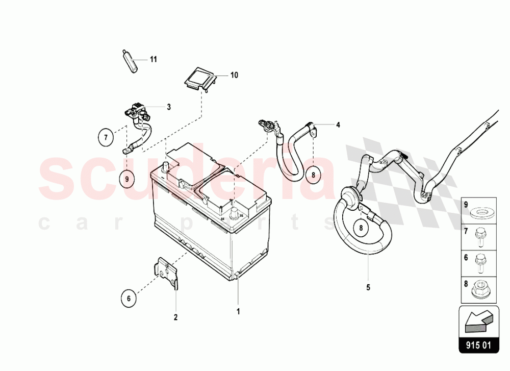 BATTERY - BATTERY MOUNTING of Lamborghini Lamborghini Huracan LP610 Coupe