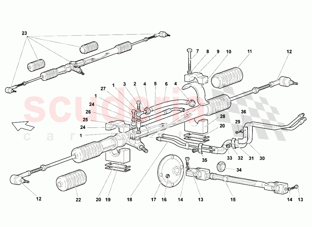 Steering Rack of Lamborghini Lamborghini Murcielago LP640 Roadster
