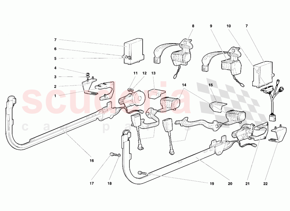 Passive Restraint Belts (Valid for USA - January 1995) of Lamborghini Lamborghini Diablo SE30 (1993-1995)
