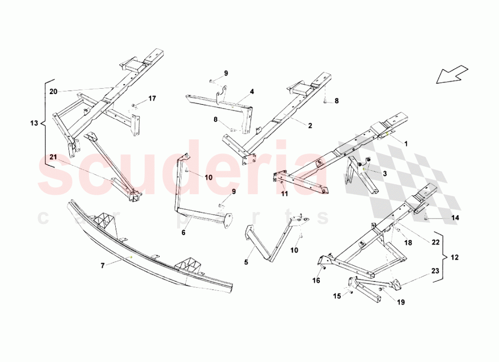 Front Frame Attachments of Lamborghini Lamborghini Gallardo LP570 4 SL