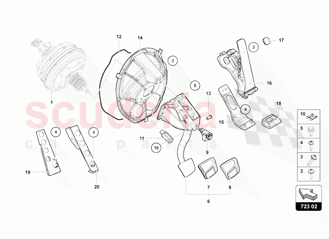 BRAKE AND ACCEL. LEVER MECH. of Lamborghini Lamborghini Aventador LP770 SVJ Coupe