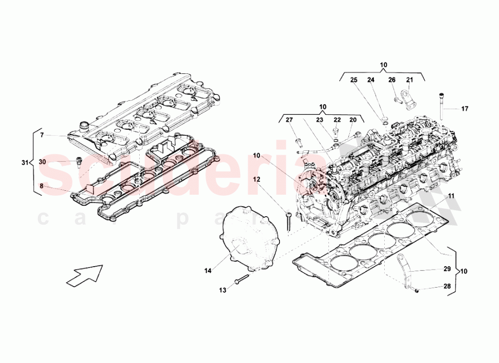 Right Cylinder Head And Cover 1-5 of Lamborghini Lamborghini Gallardo LP560 Spyder