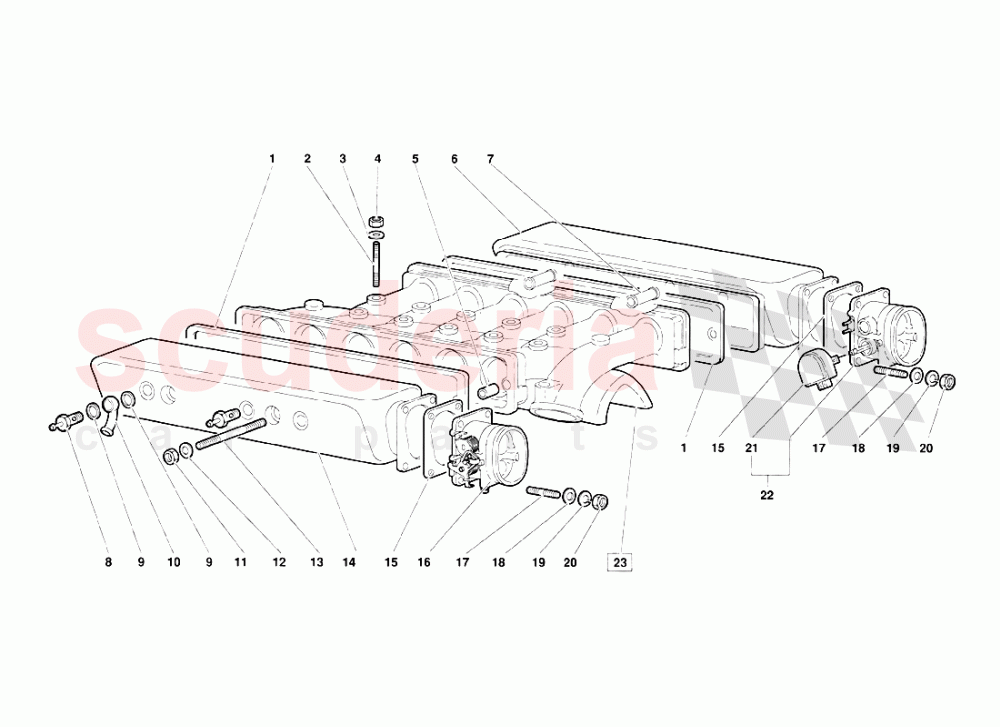 Intake Manifold (Valid for June 1992 Version) of Lamborghini Lamborghini Diablo (1990-1998)