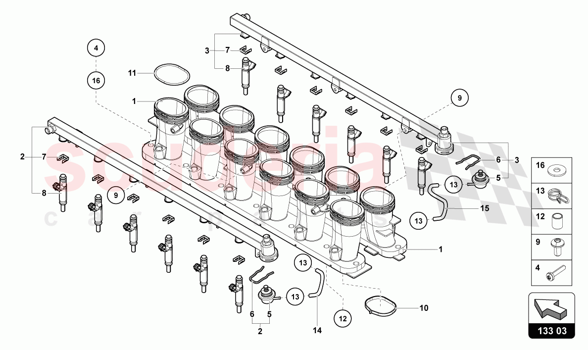 INTAKE MANIFOLD of Lamborghini Lamborghini Aventador LP780 Ultimae