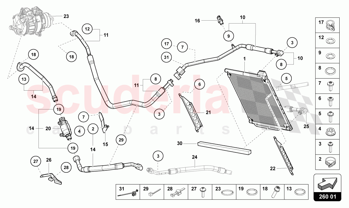 A/C CONDENSER of Lamborghini Lamborghini Aventador LP780 Ultimae