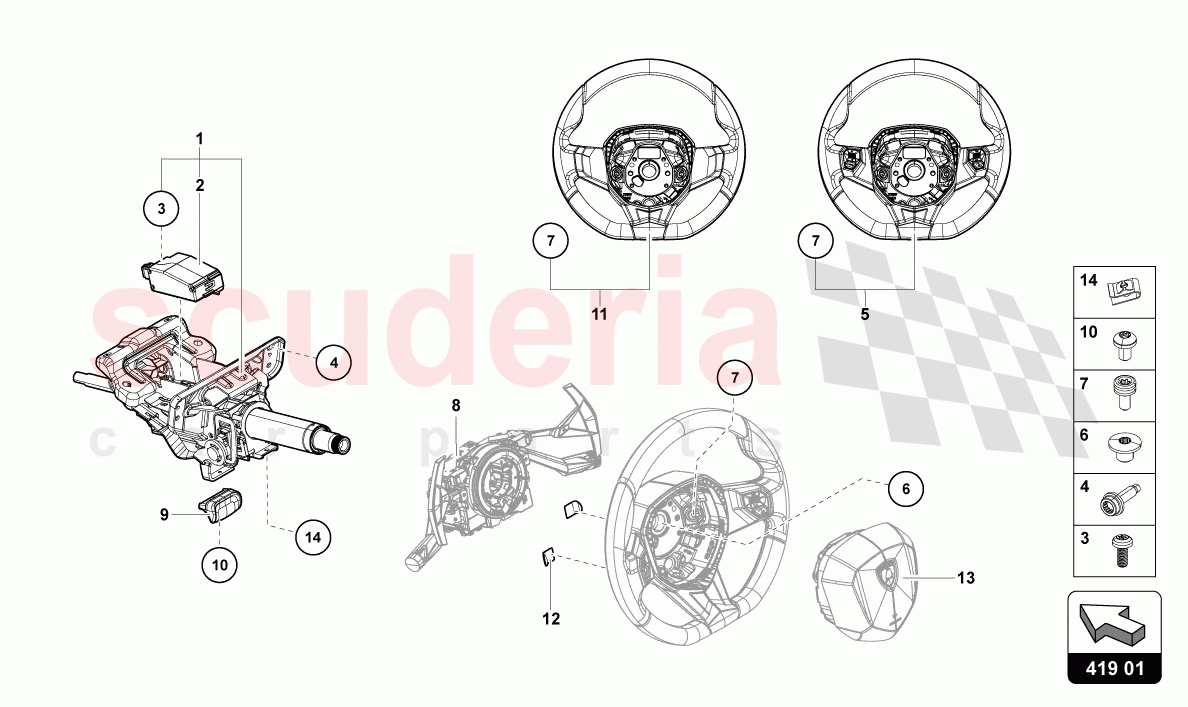 STEERING SYSTEM of Lamborghini Lamborghini Aventador LP780 Ultimae