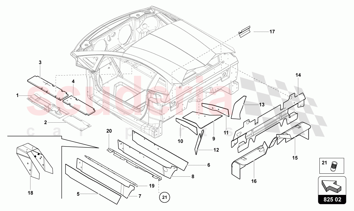 DAMPER FOR TUNNEL of Lamborghini Lamborghini Aventador LP780 Ultimae