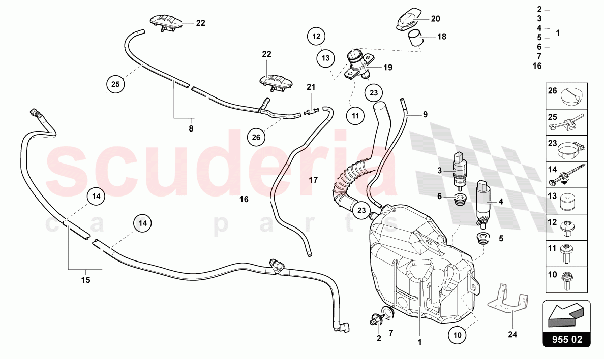 WINDSCREEN WASHER SYSTEM of Lamborghini Lamborghini Aventador LP780 Ultimae