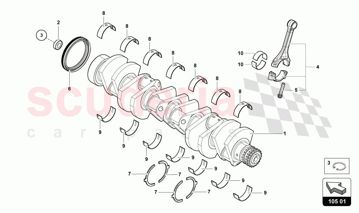 CRANKSHAFT WITH BEARINGS of Lamborghini Lamborghini Aventador LP780 Ultimae Roadster