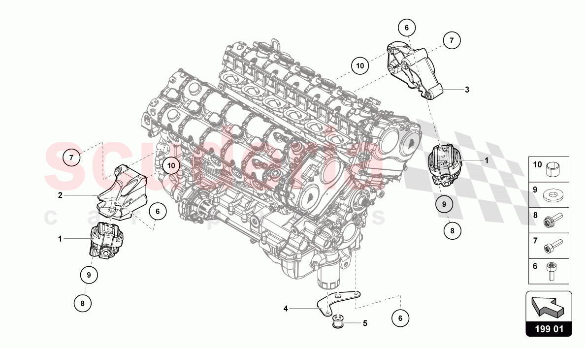 SECURING PARTS FOR ENGINE of Lamborghini Lamborghini Aventador LP780 Ultimae Roadster