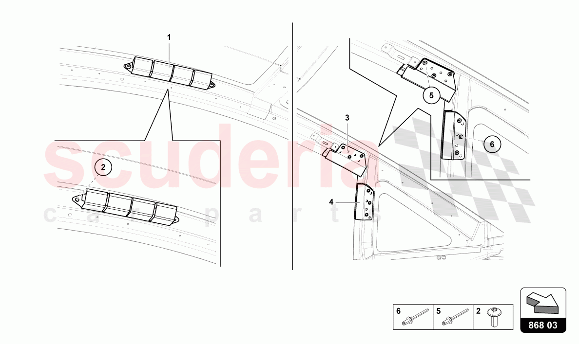 ROOF FRAME TRIM of Lamborghini Lamborghini Aventador LP780 Ultimae Roadster