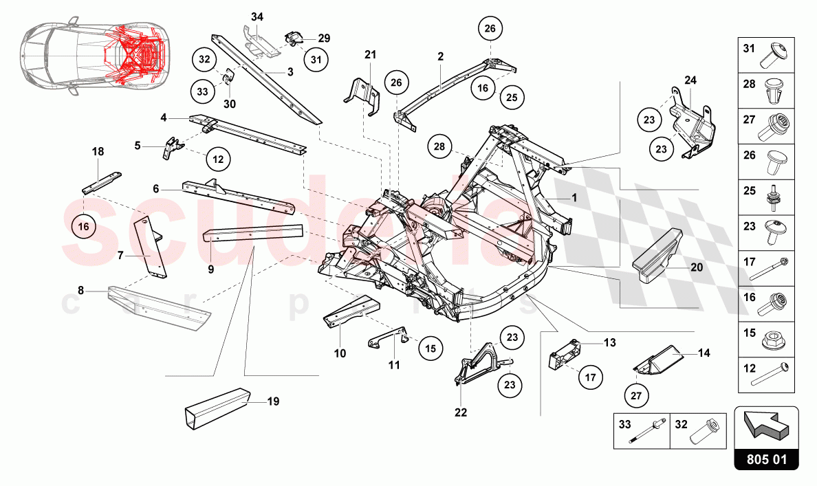 CHASSIS REAR, INNER of Lamborghini Lamborghini Huracan Evo Spyder 2WD